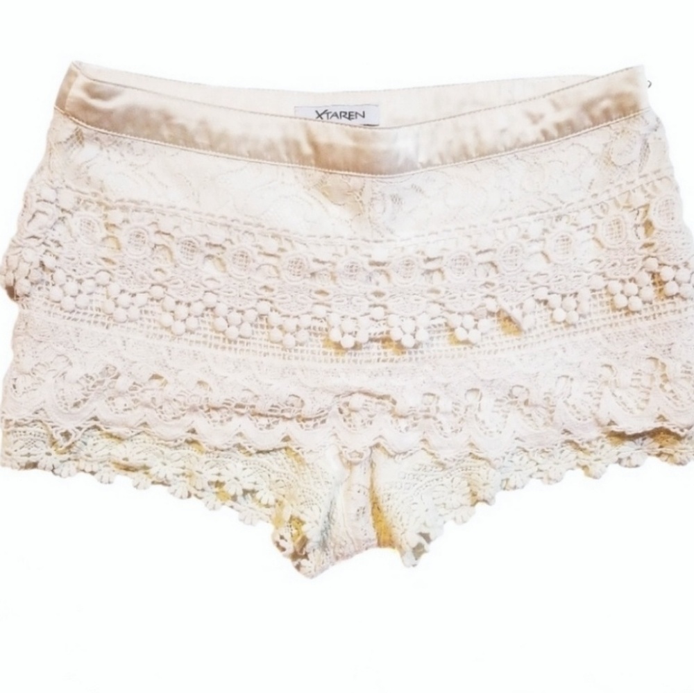 XTAREN Triple Layer High Rise Crochet Boho Shorts